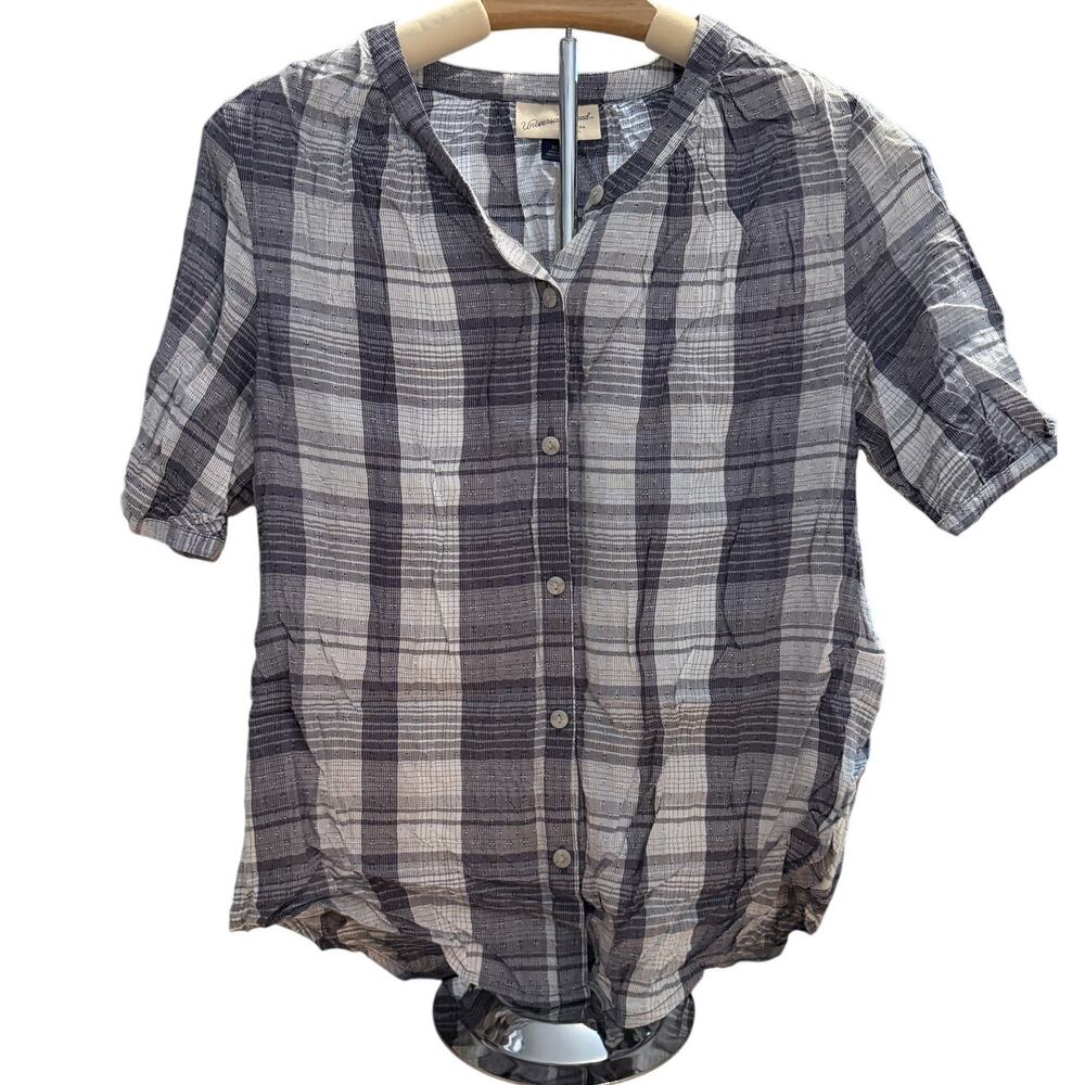 Universal Thread Women's Blue Plaid Short Sleeve Button Down Blouse - XS - NWT